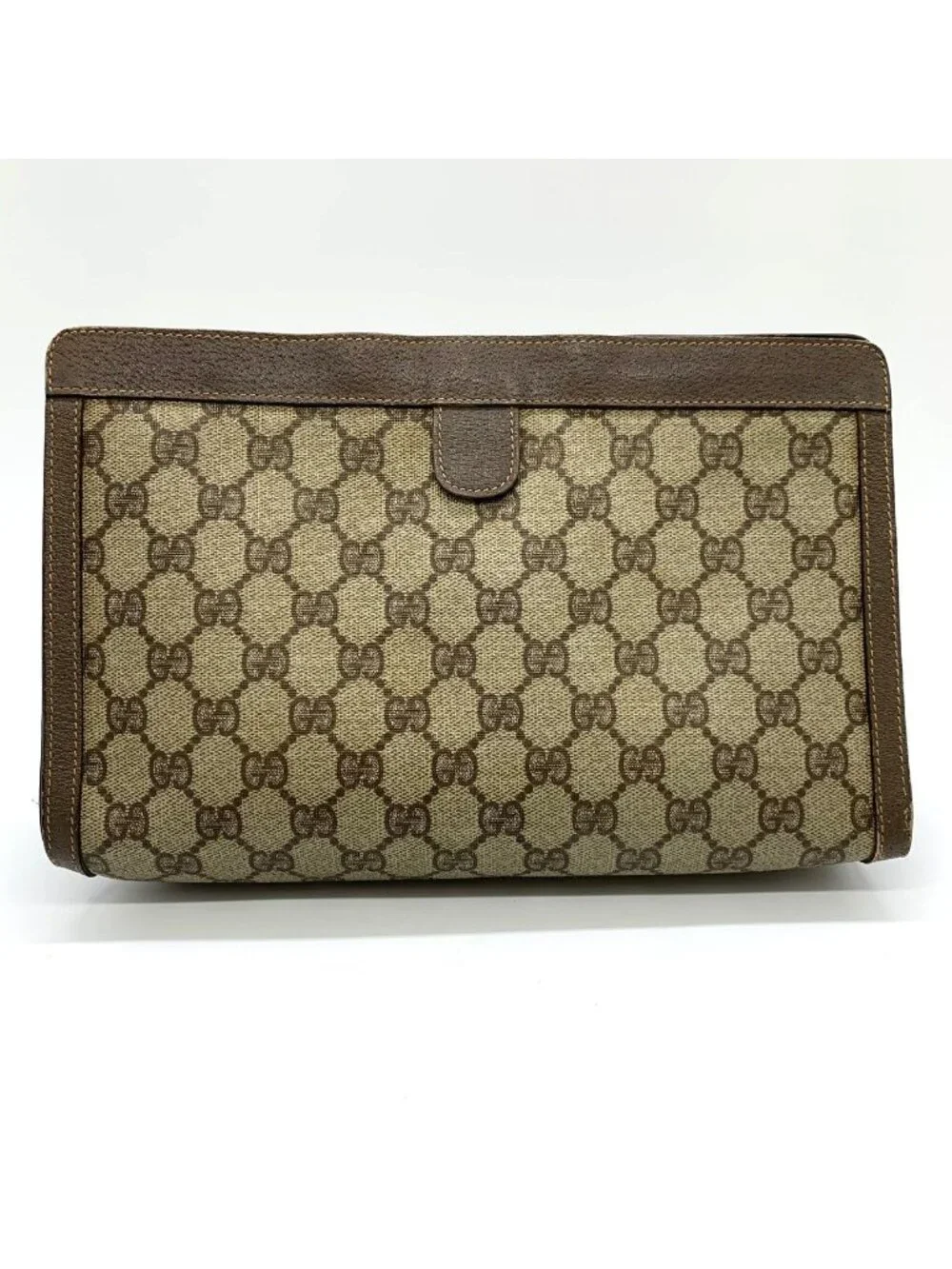 Gucci 014 56 Clutch GG Supreme Canvas Vintage Brown